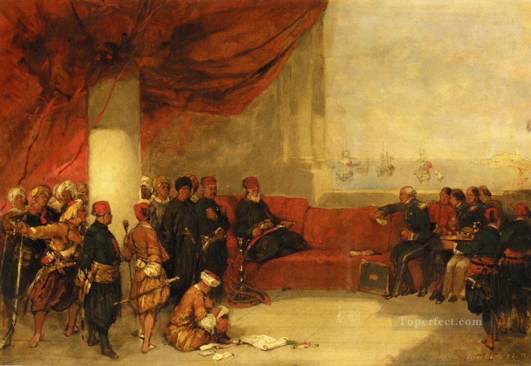 interview with the viceroy of egypt at his palace in alexandria 1849 David Roberts Oil Paintings